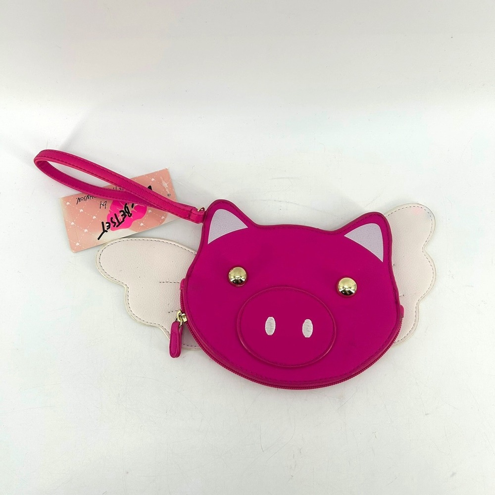 Luv Betsey by Betsey Johnson Flying Pig Coin Purse Wristlet Fuchsia LBKIIT3D NWT - Picture 6 of 7